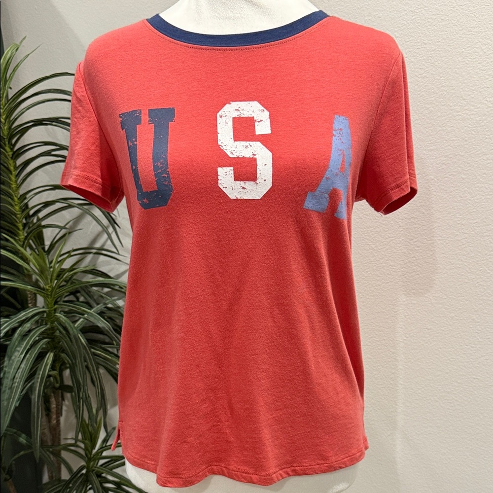 C&C California USA T-Shirt Top Red White and Blue Short Sleeve Lightweight XS